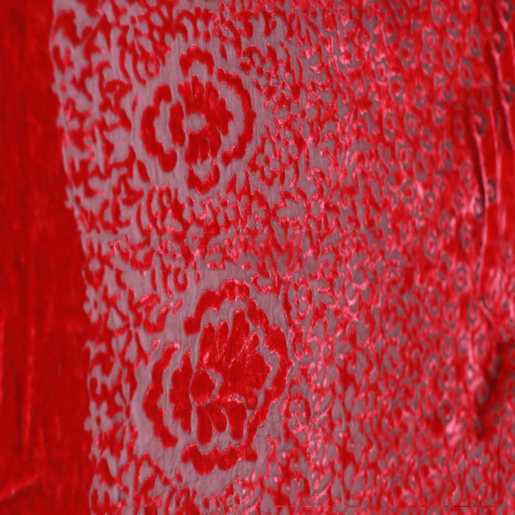 
Silk Rayon Very Soft Drapey Luxury Burn-out Print Velvet Red Fabric 