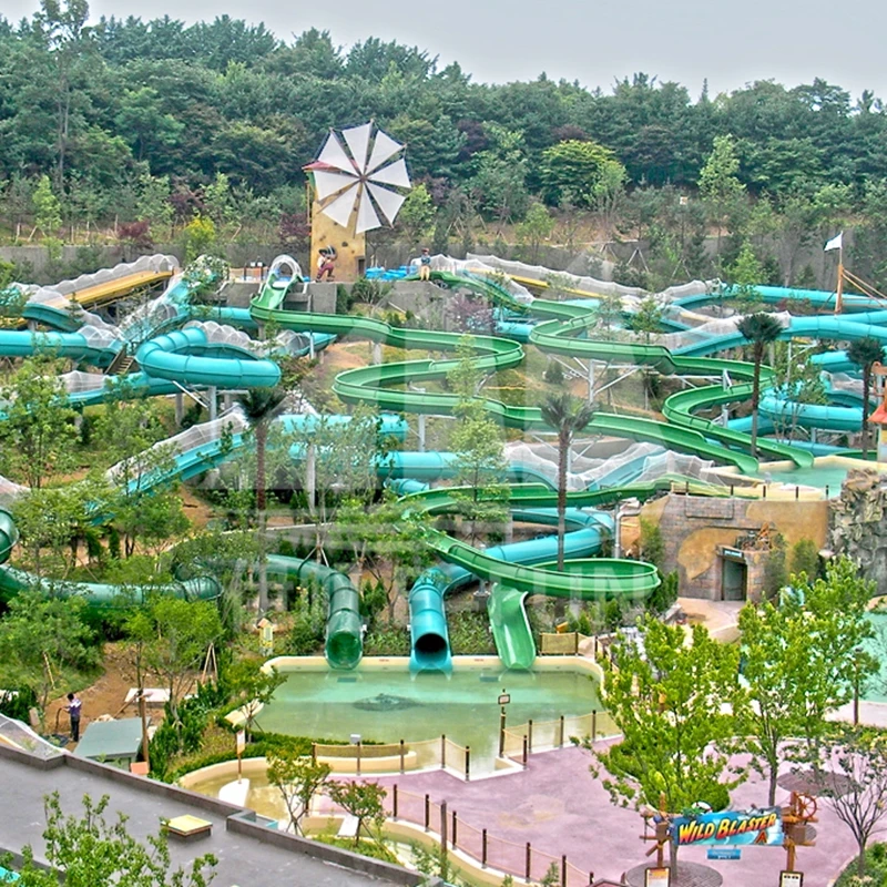 
Green Blue Raft Slide Fiberglass Water Slide 1.6m Width for Swimming Pool 