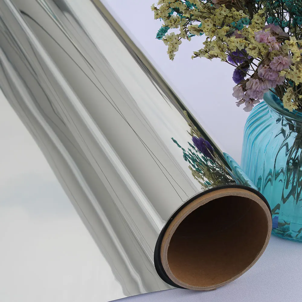 mirror reflective solar control window tint film roll silver metalized PET building film