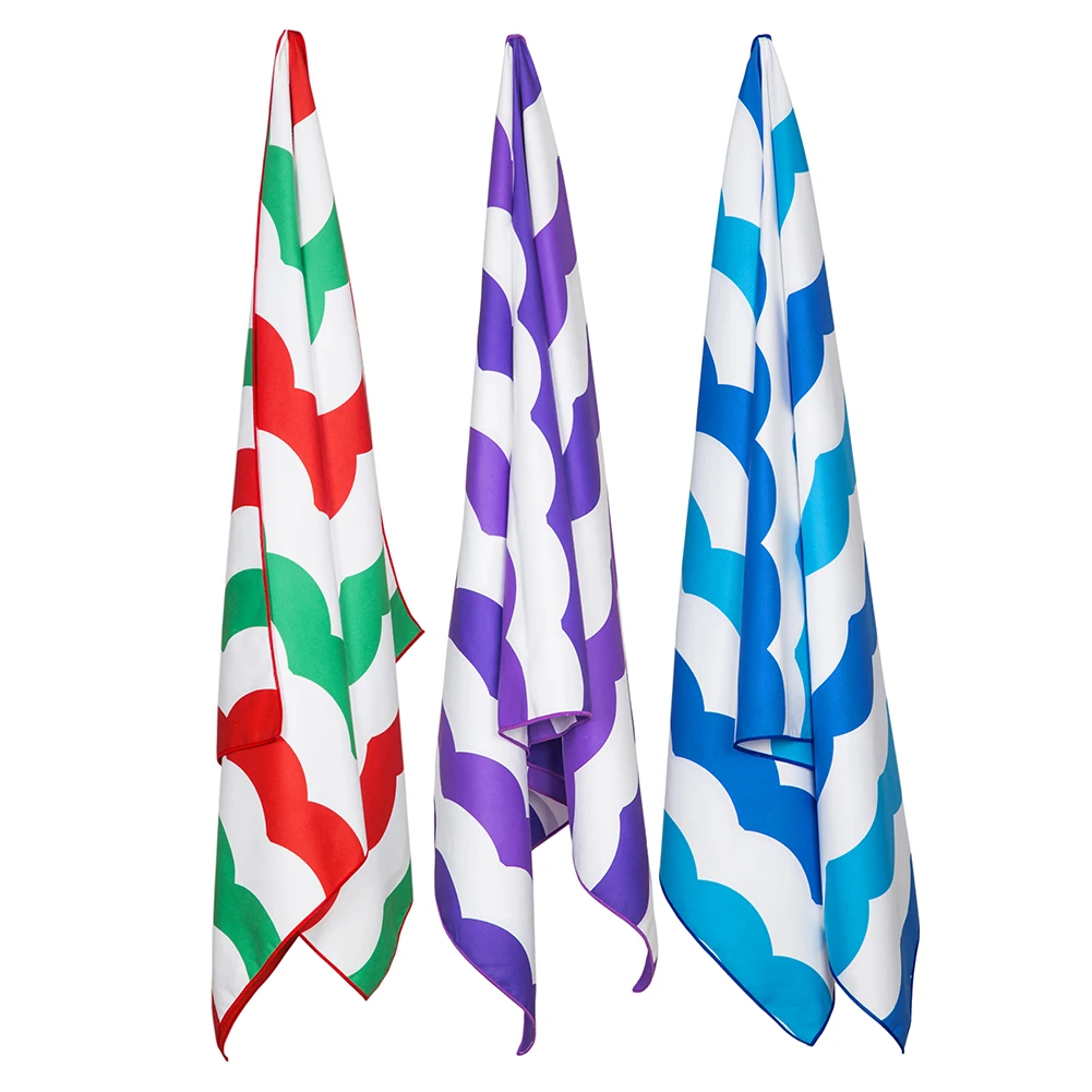 Супер впитывающее пляжное полотенце из микрофибры с принтом и хлопковой сумкой