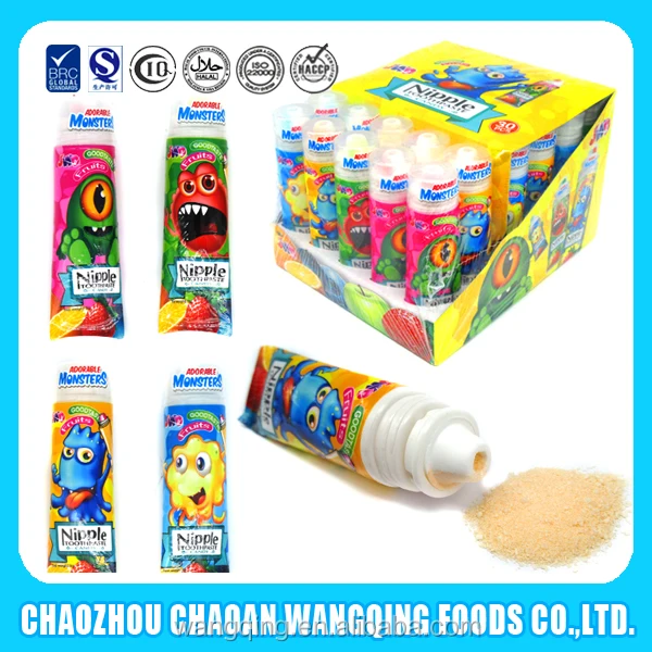 
Monster nipple toothpastec powder candy in bottle 