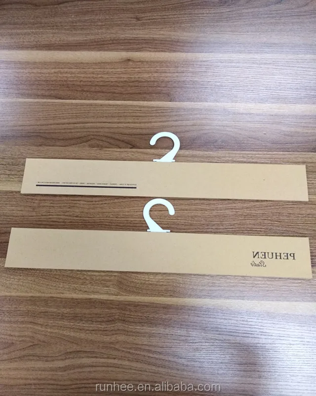 
FSC custom logo plastic hook paper cardboard fabric textile hanger / hanger for fabric sample with plastic hook 