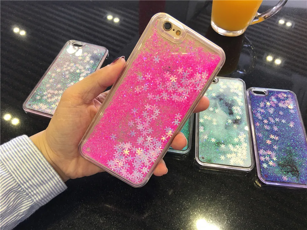 wholesale promotion glitter quicksand liquid snowing hard plastic cell phone cover case for iphone 11 pro max xs xr X 8 7 6 plus