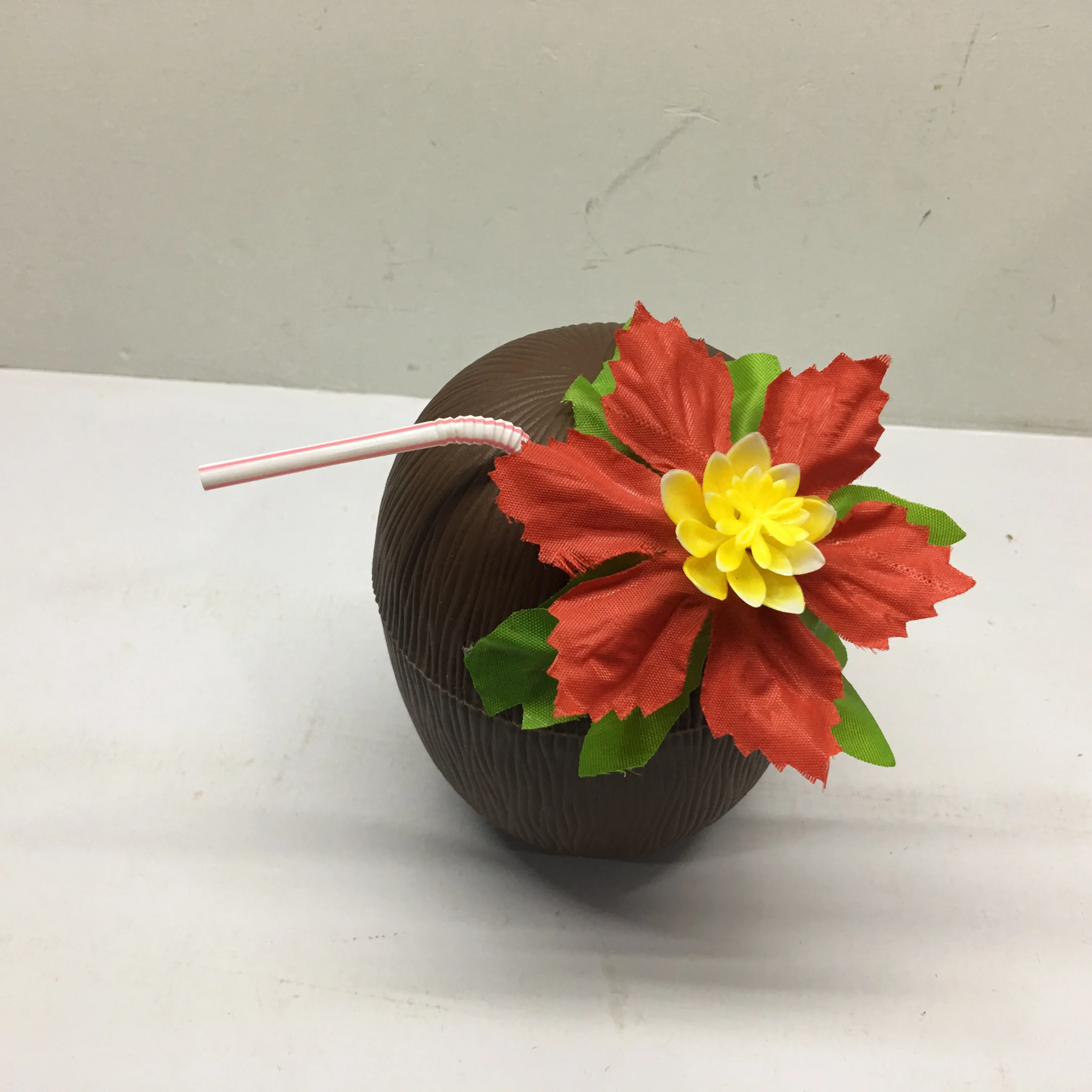 
coconut drinking cup with straw 