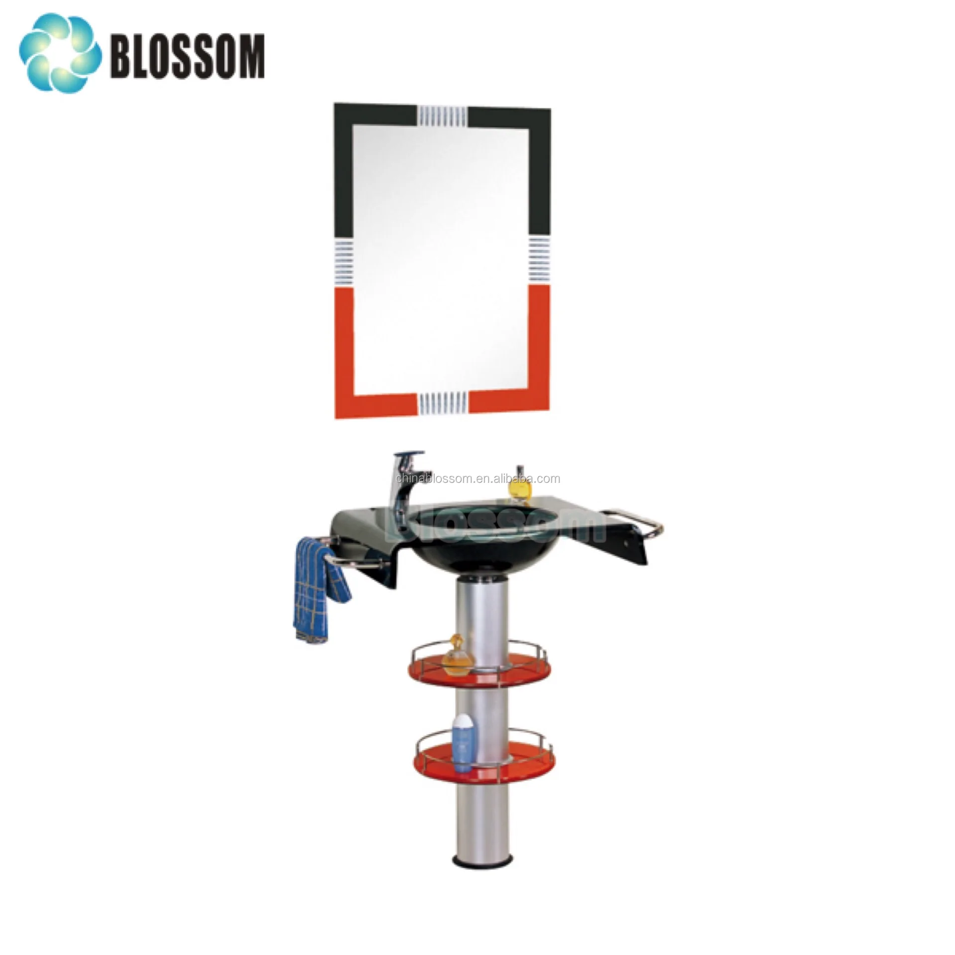 Напольная опора из нержавеющей стали 304, цветная недорогая стеклянная раковина с подставкой для ванной комнаты