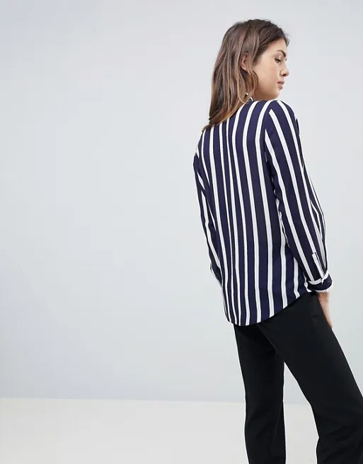 Модные удобные мягкие рубашки с длинным рукавом для беременных Полосатые блузки для беременных женщин