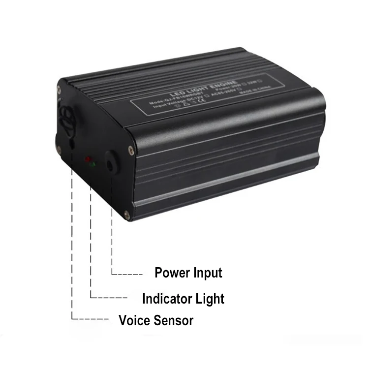 
32W Dual Optical Fiber Connectors Music control LED Light Engine for Fiber Optic Chandelier Lighting or Star ceiling decoration 