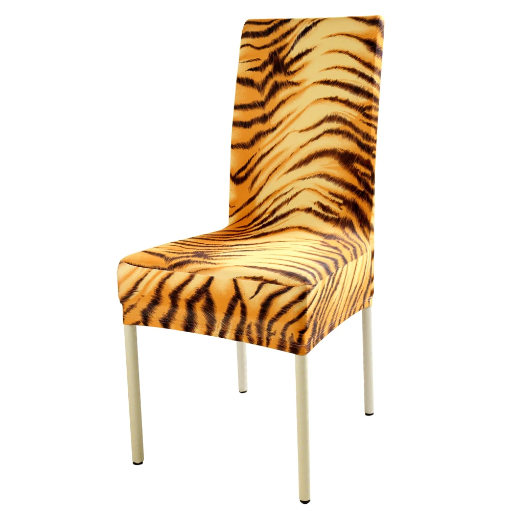 tiger pattern dining chair slipcover  spandex stretch banquet chair cover for hotel restaurant home kitchen