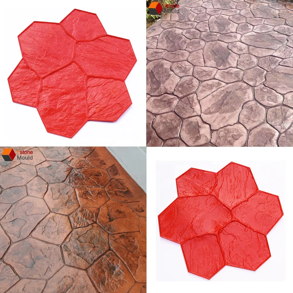 Flexible rubber concrete stamp mats mould for pavement