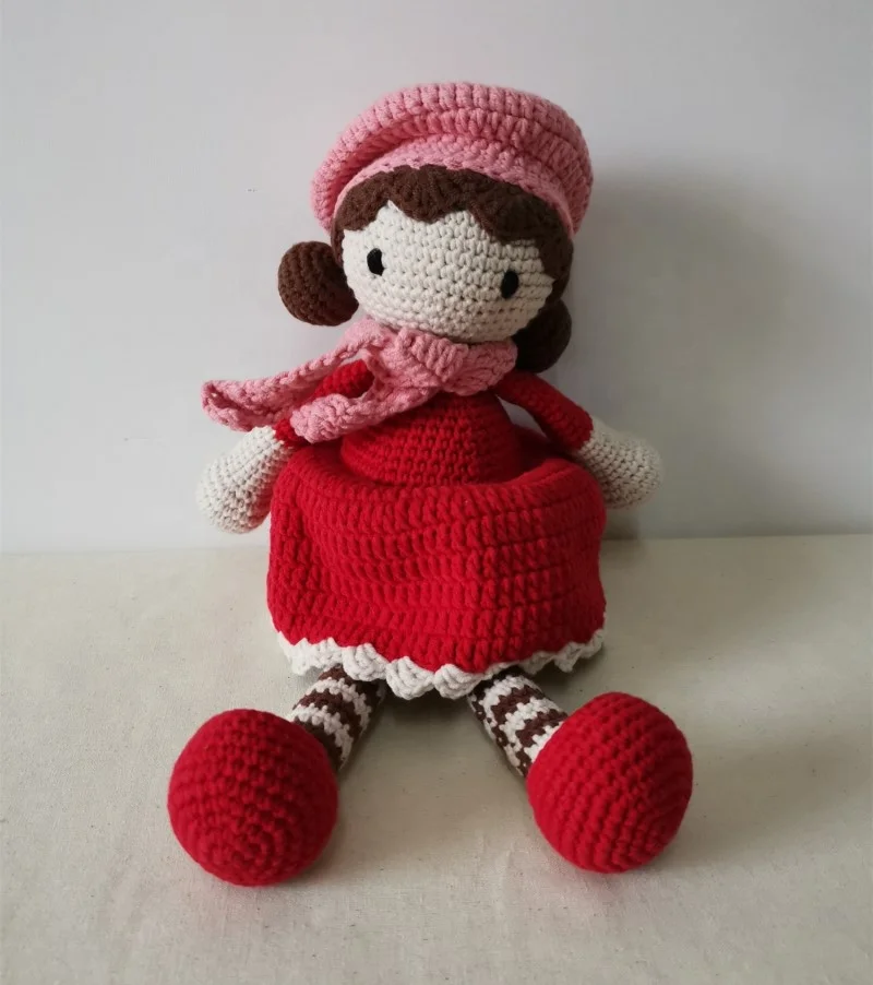 HEYBABEE High Quality 100% Handmade Crochet Dolls Baby Crochet Amigurumi Accompany Gifts Toy For Girls  HB-009