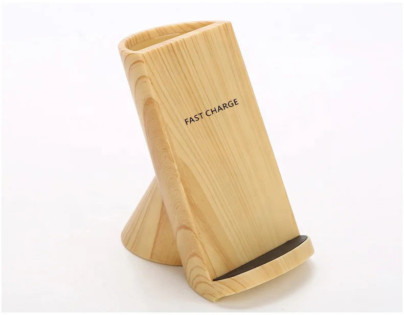 Shenzhen OEM Экологичное Быстрое беспроводное зарядное устройство Qi, подставка, деревянное Беспроводное зарядное устройство с контейнером для ручки для мобильного телефона