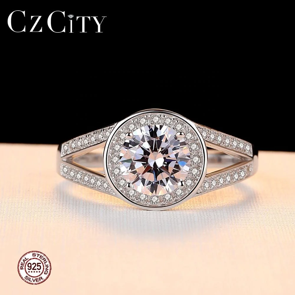 CZCITY Marriage Fashion Jewelry Zircon Hawaiian Beauty Wedding Engagement 925 Sterling Diamond Ring Woman