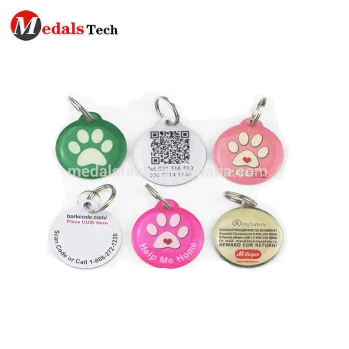 Shenzhen medal supplier custom 13.56MHz NFC pet id aluminum dog tag with domed resin