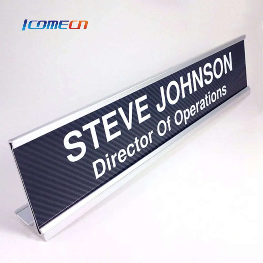 Desk Top Grooved Metal Nameplate Holder