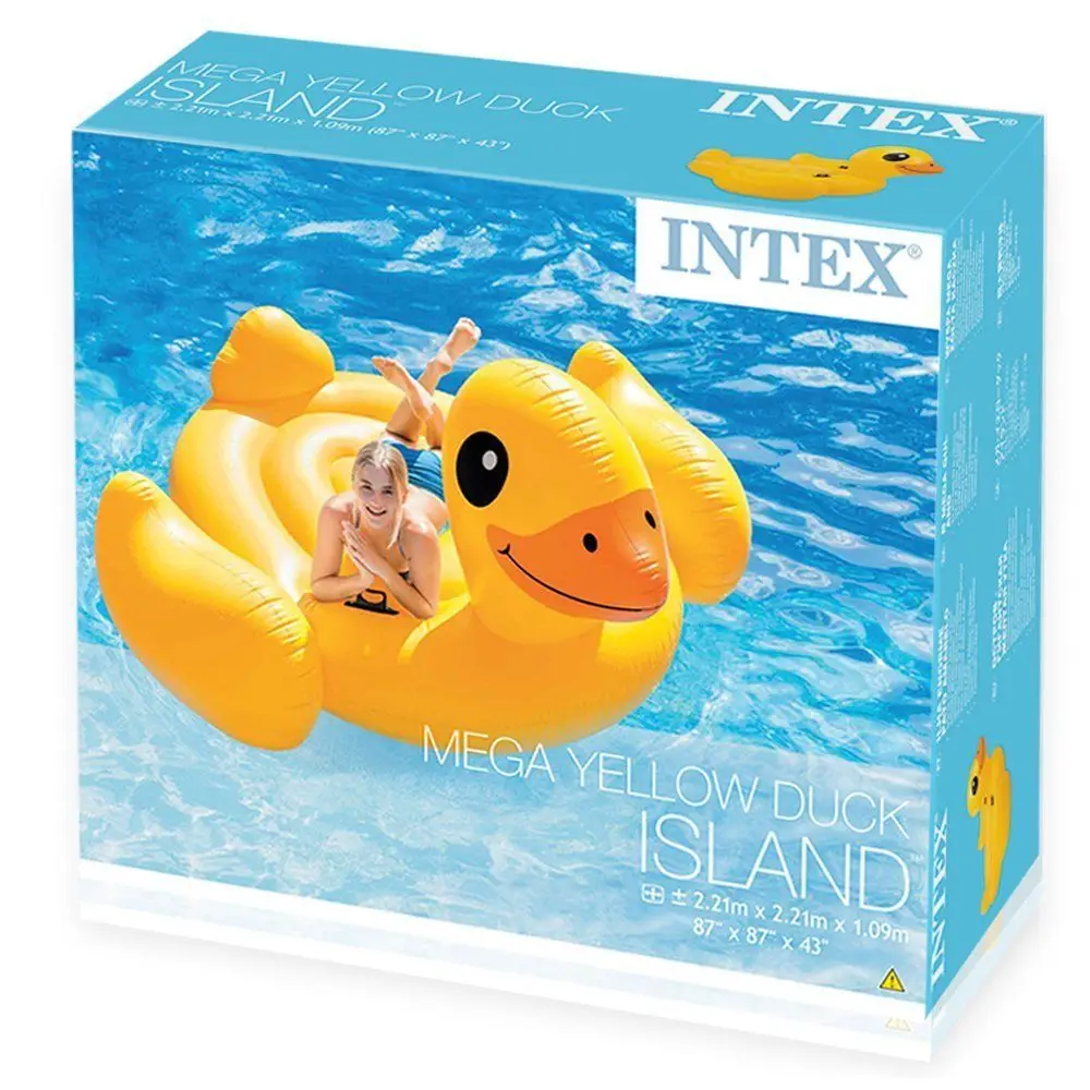 INTEX 57556 Yellow Duck Ride-on PVC Inflatable Water Park Island Customizable Indoor Sports Toys for Amusement Sea Occasions