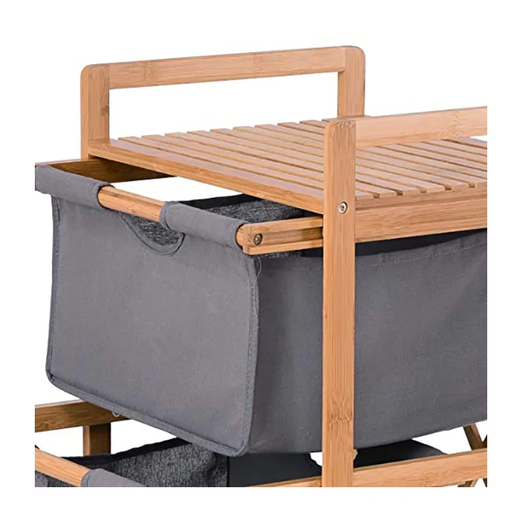 Wooden Stand 2 Tier Laundry Basket