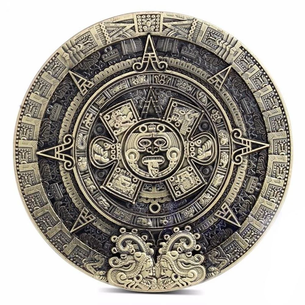 Maya medallion, bronze engraved stereoscopic coins,  antique-bronze coin