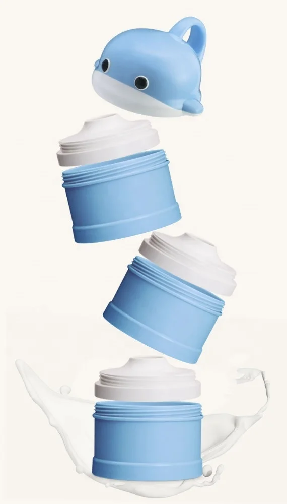 Portable three layers lovely multi-functional baby milk powder formula dispenser container baby food storage containers