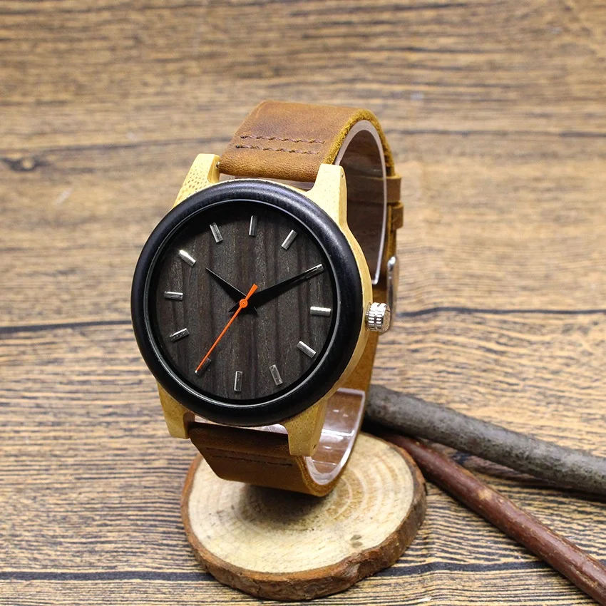 Wholesale Handcrafted Wood Original Watches With Band Custom Logo Digital Design Your Own Bamboo Wood Watch Black Wood Watch