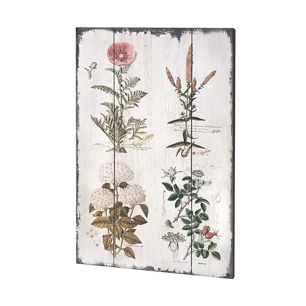 Vintage Florals Botanical Wood Plaques Primitive Country Farmhouse Home Decor Wood Sign