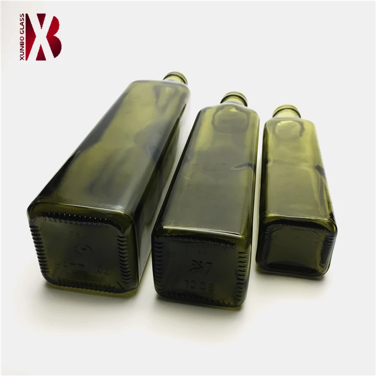 acceptable logo 250 ml 500 ml 750 ml dark antique green color olive oil glass bottles