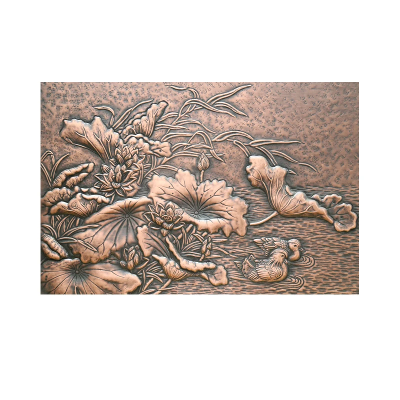 custom made handmade artware red copper art relief wall sculpture