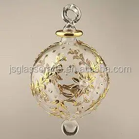 
golden hand painted hanging transparent glass ball for sale 
