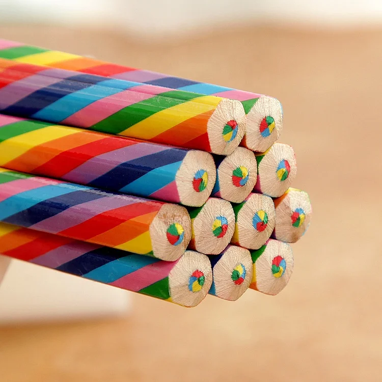 
Hexagonal Wood Jumbo Multi Rainbow Color Pencil 
