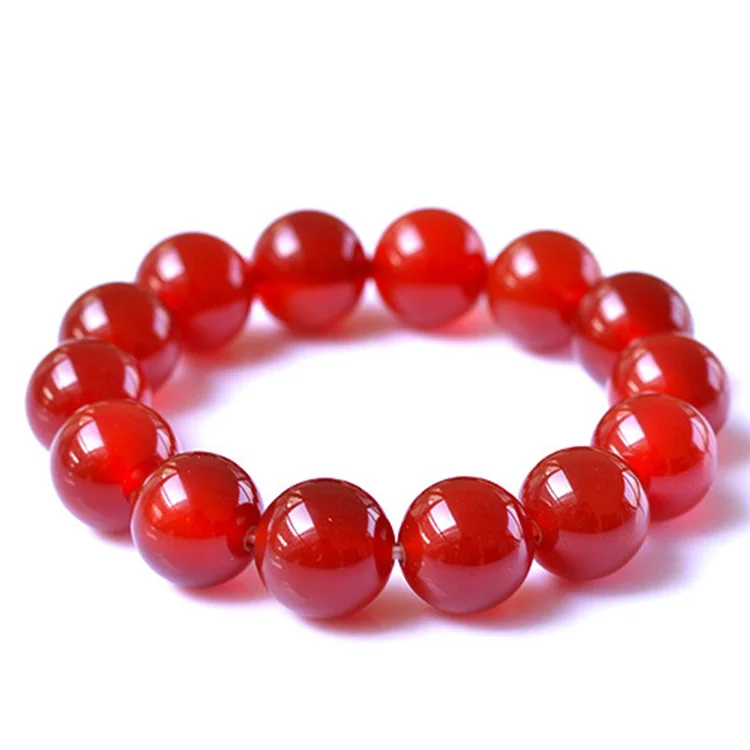 Fashion Charm Red Jade Bracelets High Quality A Class Natural Carnelian Bracelet Gemstone Stretch Beads Charm Bracelet for Women