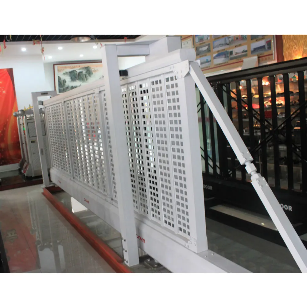 steel welded main gate railing simple design in pakistan iron mesh fence gate with control board photocell pass system