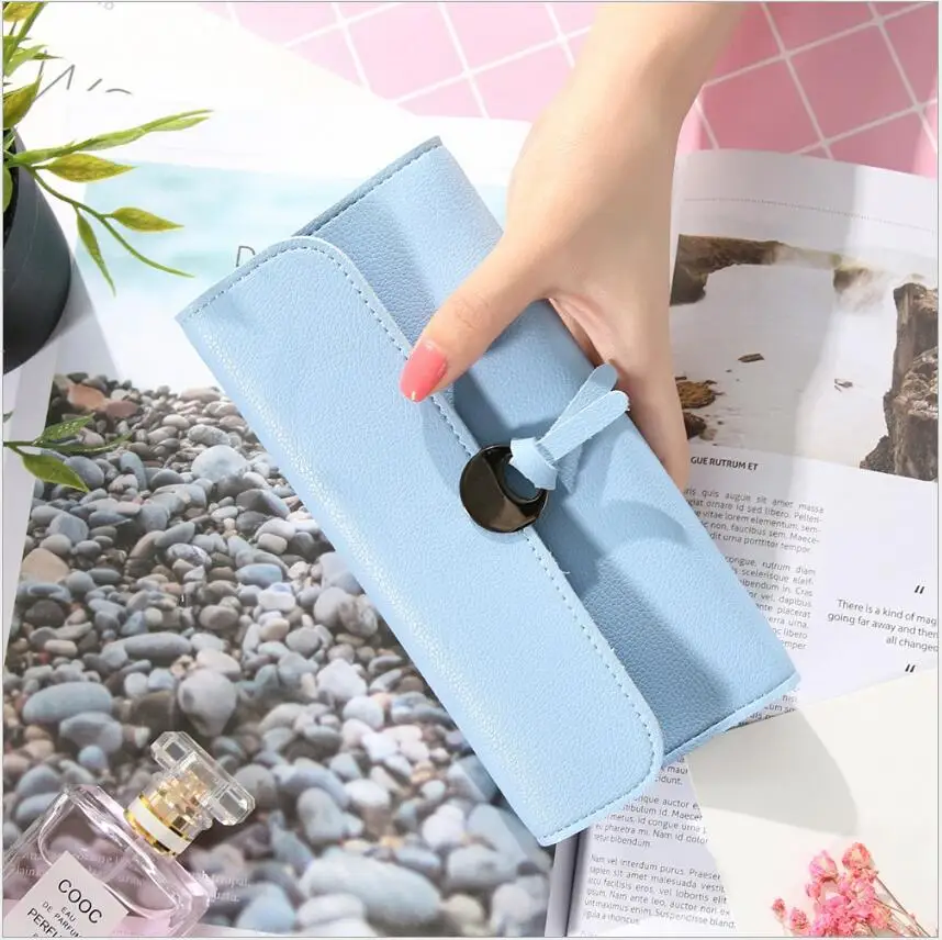 2018 fashion woman solid color long wallet without logo