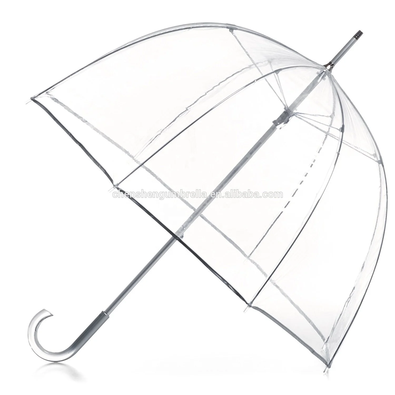 
PVC Straight Umbrella Wholesale Transparent Sunny and Rainy Umbrella Cheap Factory Price Automatic Open Clear Dome Adults ＜90cm 