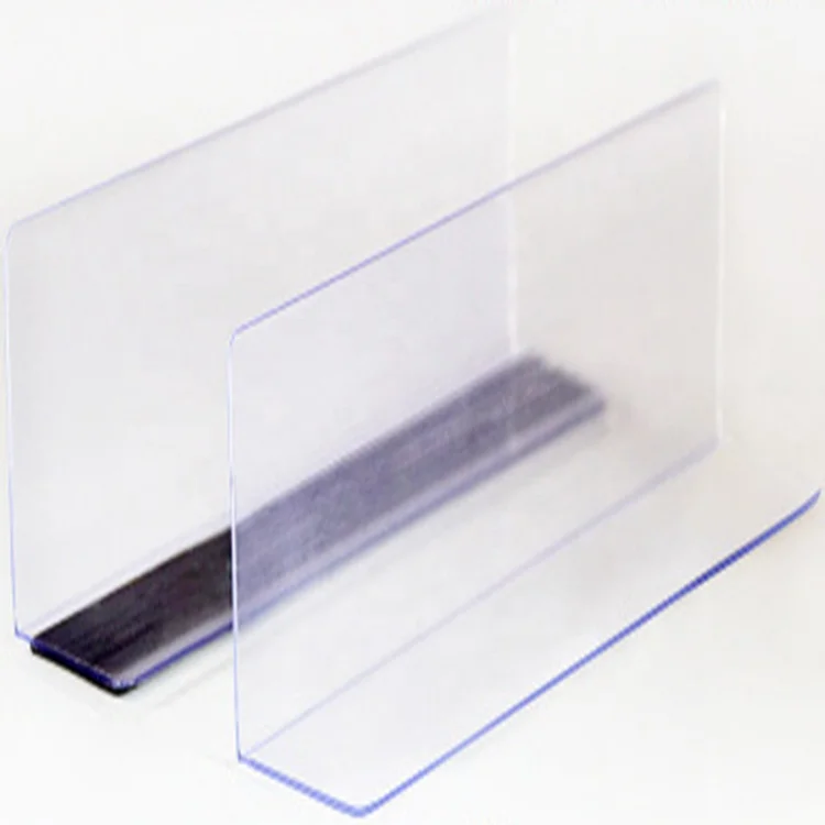 Supermarket Plastic PVC Clear Magnetic L Shape Shelf Dividers for Metal Shelf