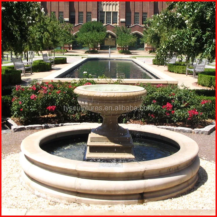 Exterior Unique Marble Water Features Simple Round Flowerpot Stone Fountain for Front Door Yard Decoration