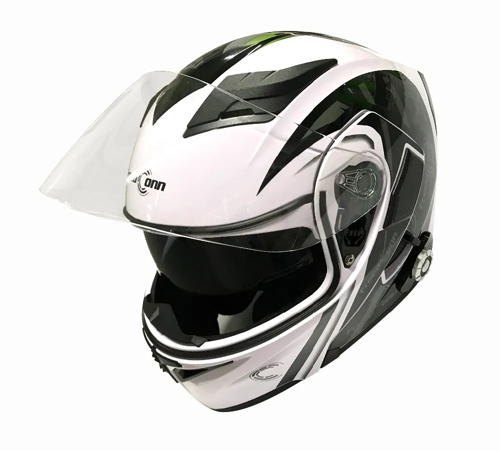motorbike helmet design dot approved flip up 1500M range BT group-talking helmet with double visor