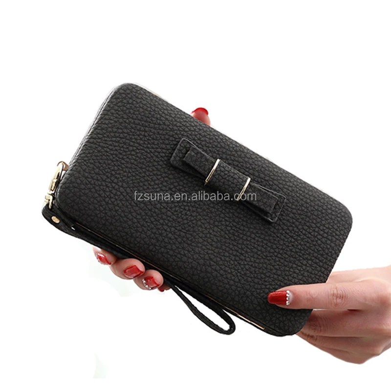Bow-tie Purse Women Leather Wallet Female Cellphone Money Bag Clutch Card Ladies  Wallet