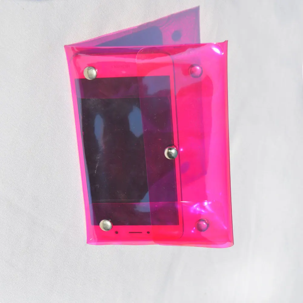 
2019 New Product Plastic PVC Candy Color Neon Color Transparent Bag For Cell Phone and Cosmetics Packing 