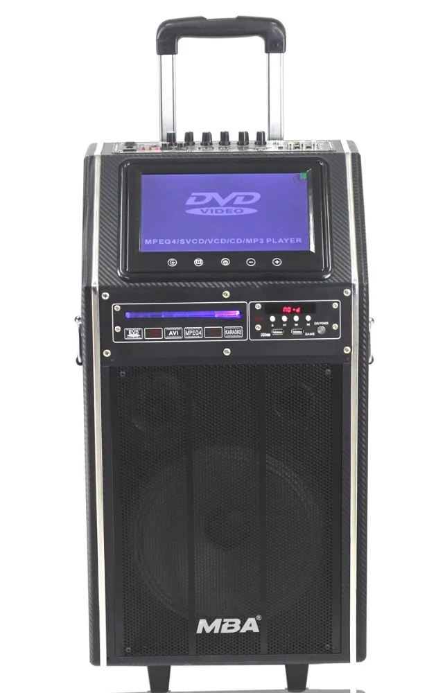 Большая мощность тележка dvd-плеер спикер с 12 В/7AH Кислоты батареи