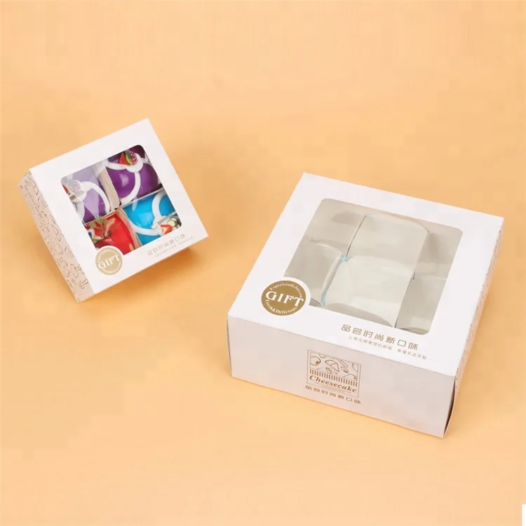 White paperboard window cake boxes for bakery shop