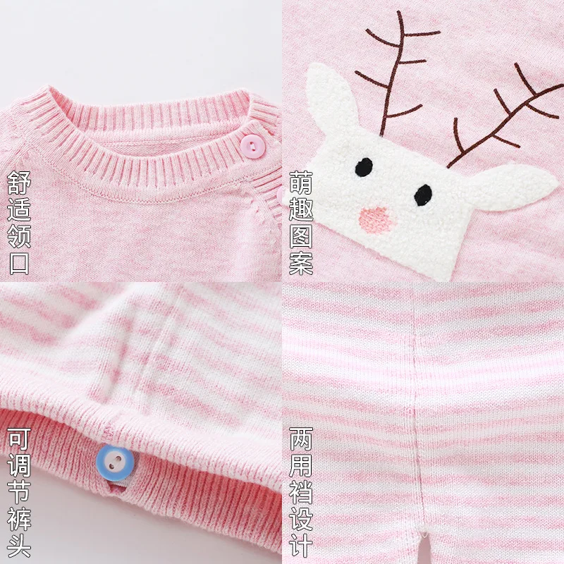 Autumn new style cartoon set newborn christmas sweater free baby knitting patterns lovely girls