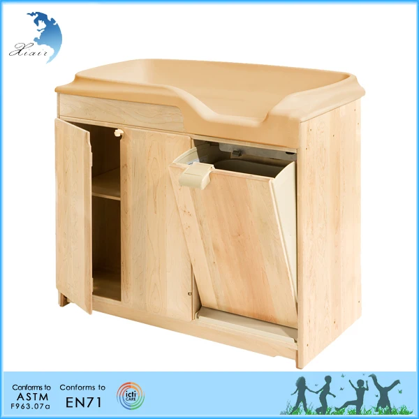 
Montessori material adult baby furniture wooden folding baby changing table with bath 