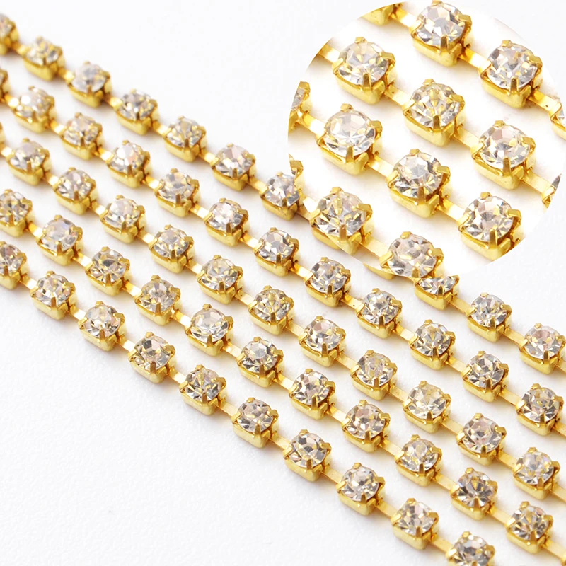 Factory Wholesale High Quality Rhinestone Trimming DIY Jewelry Garment Accessories SS6-SS18 Crystal Rhinestone Cup Chain