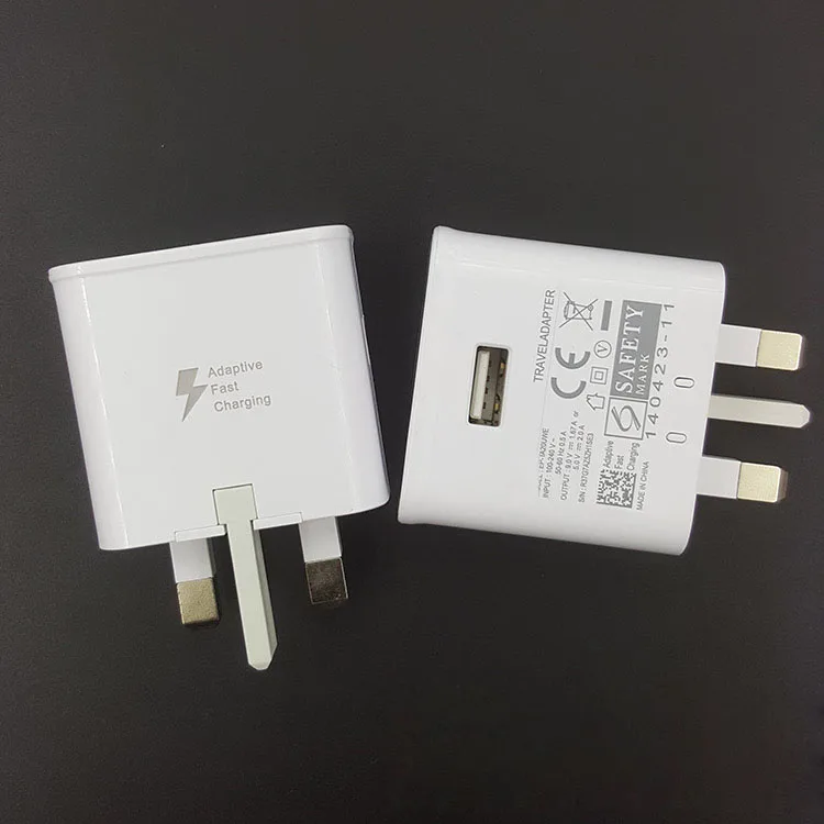 
S6/S7/S8/S9/S10 3 pin plug British Specification plug QC3.0 fast charger adapter white/black for samsung fast charger for uk 
