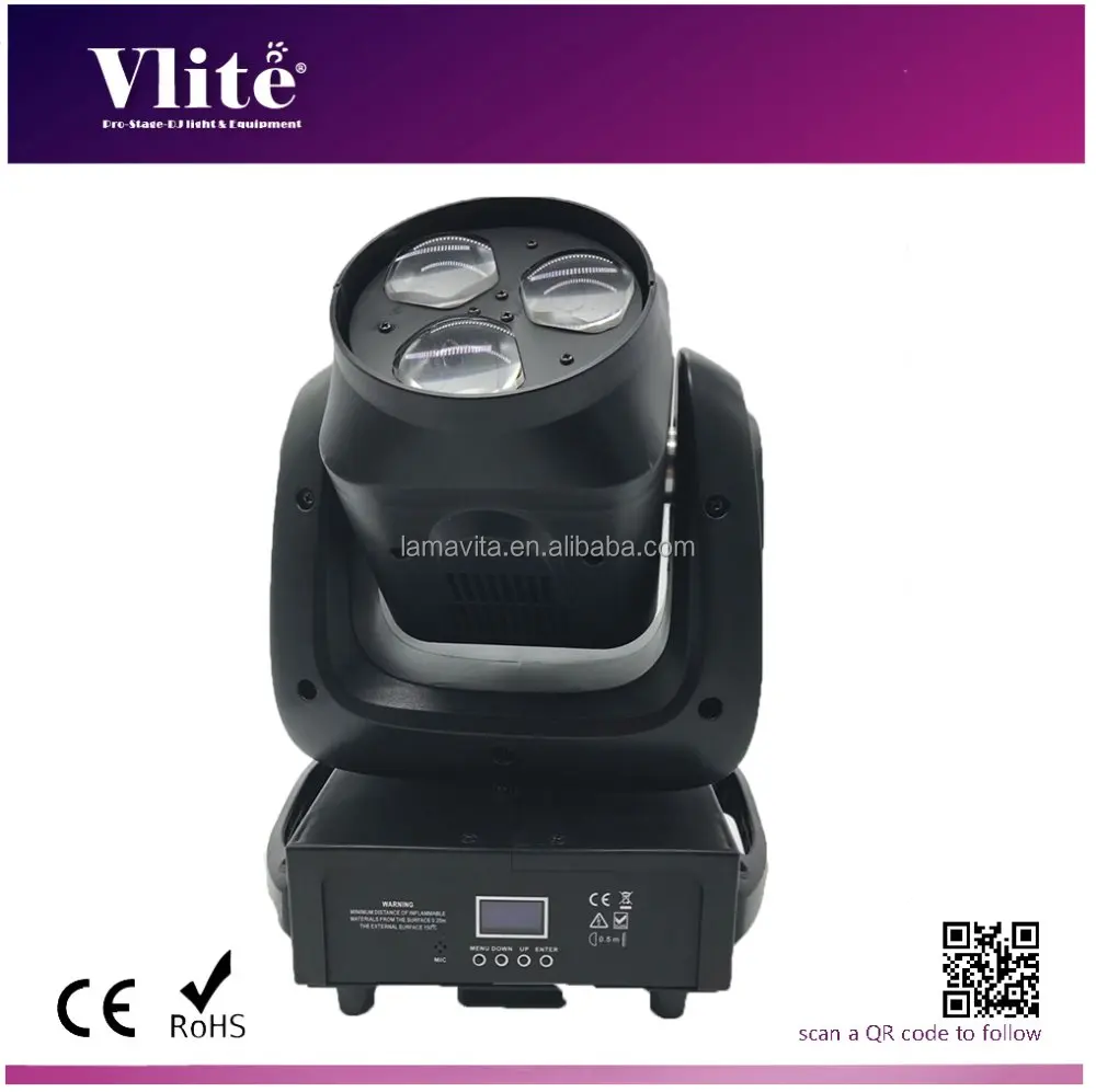 
3 X 40W RGBW BEAM ZOOM WASH bee eye LED Moving Head Light 