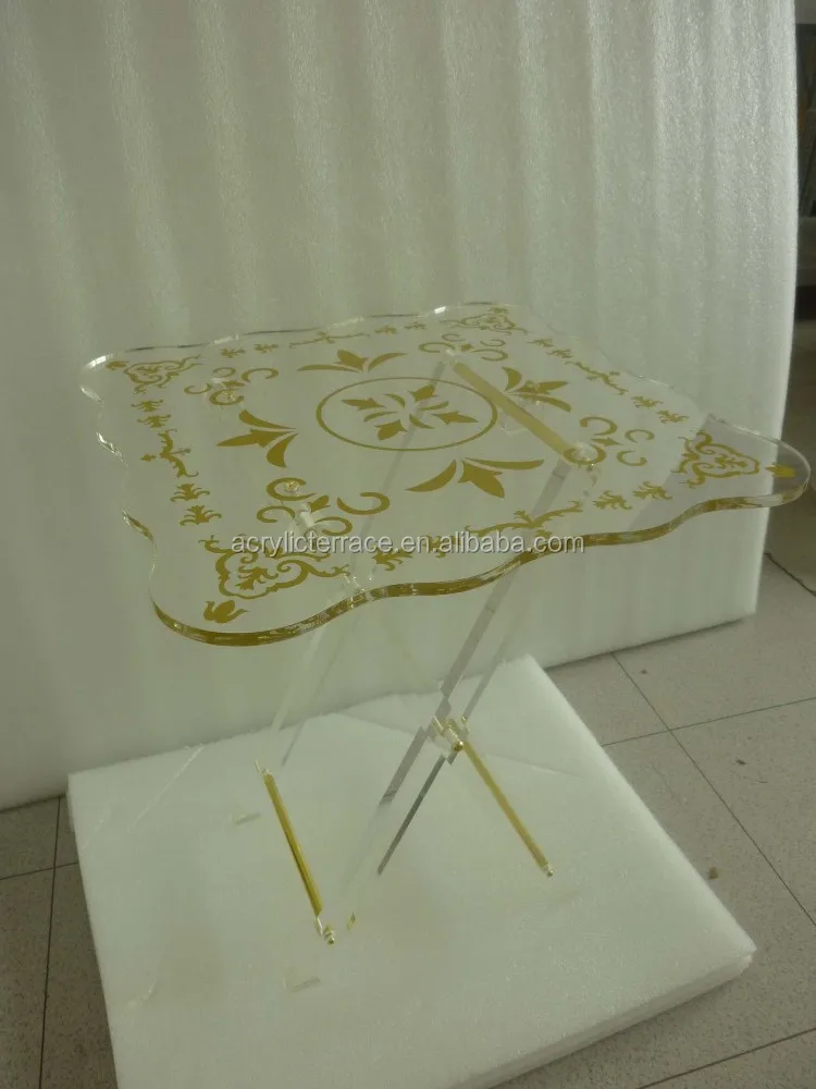 Акриловый складной стол из плексигласа, набор из 4 предметов с рисунком шелкографии