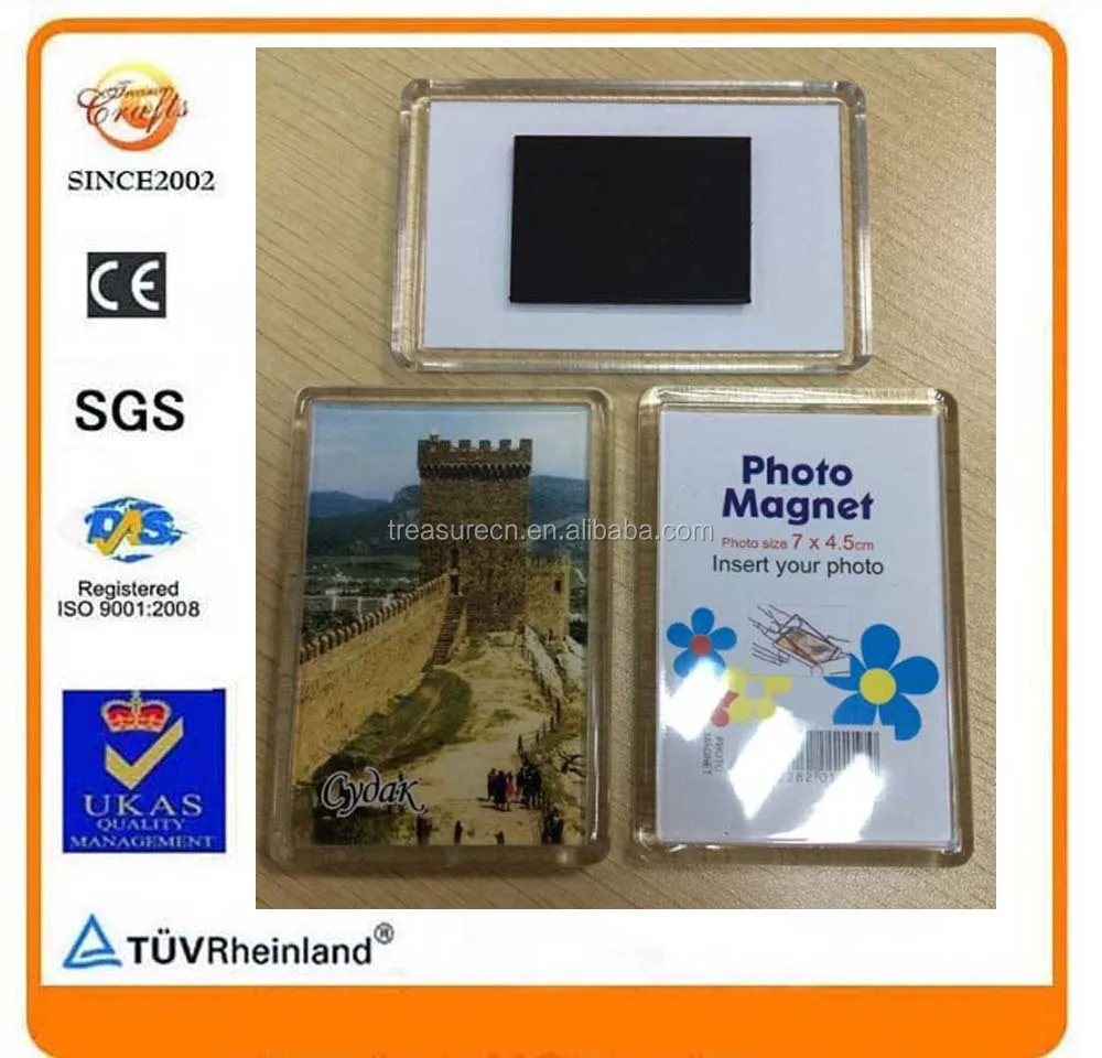 big rectangle two round magnets acrylic island view photo fridge magnet
