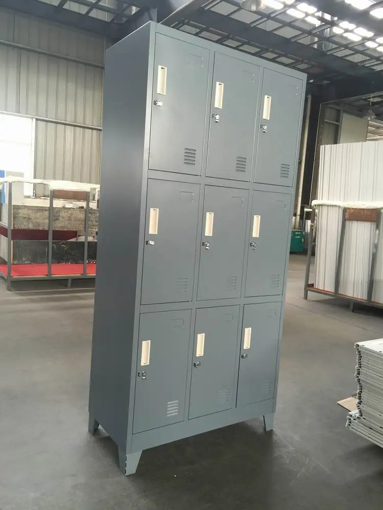 Шкафчик для тренажерного зала офисный школьный металлический шкаф хранения запираемый стальной шкафчик с 9 дверцами и стоячими ножками