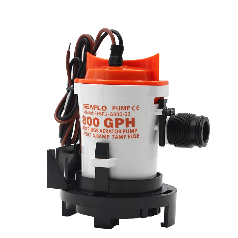 12V Cartridge Aerator Pump Livewell Baitwell Bilge Pump 350/600/800GPH