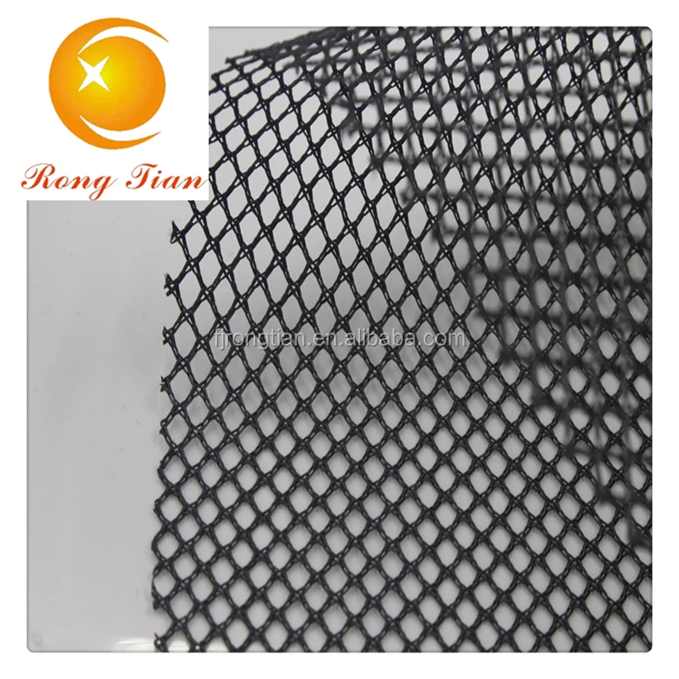 Manufactory black polyester stiff diamond mesh fabric for materials shoes