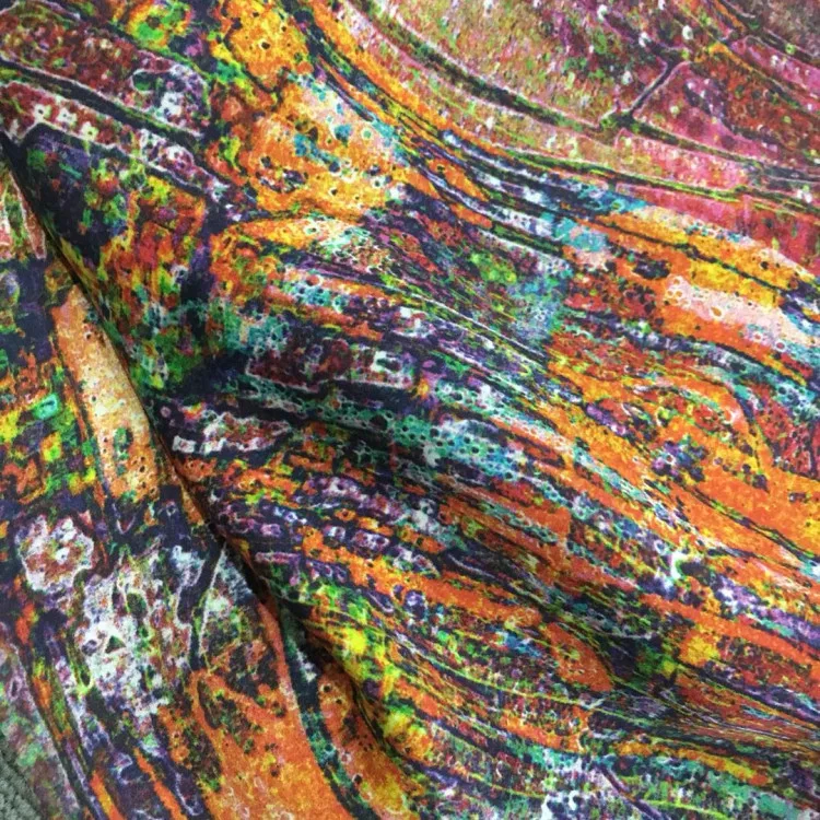 Цифровая печать жоржет атласная шелковая ткань, шифоновое женское платье ggt